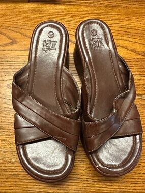 Twister Brown Crossover Leather Slide Mules
